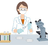 臨床検査技師による病理検査のシーン。膀胱癌の診断に必要な病理検査について示す